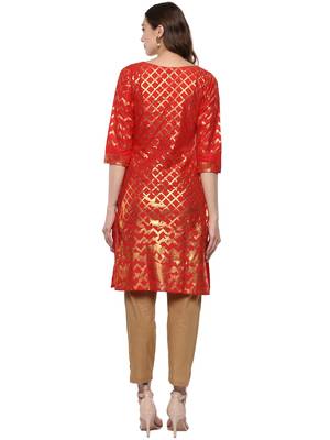 Red printed cotton-kurtis 3