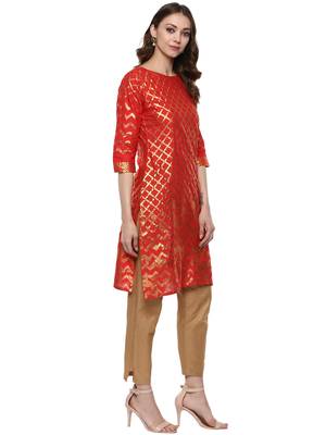 Red printed cotton-kurtis 4