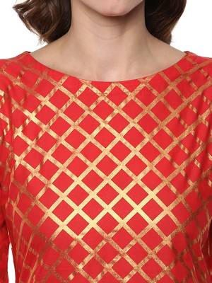 Red printed cotton-kurtis 5
