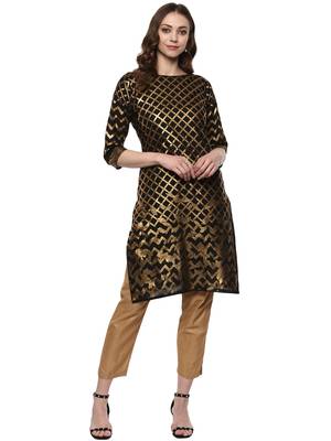 Black printed cotton-kurtis 1