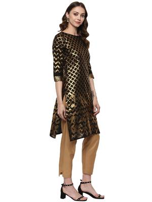 Black printed cotton-kurtis 4