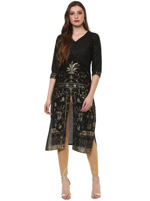 Black printed cotton-kurtis 1