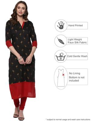 Black printed polyester silk-kurtis 2