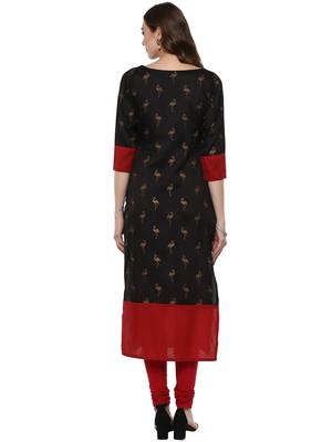Black printed polyester silk-kurtis 3