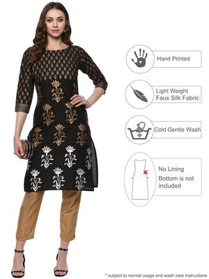 Black printed polyester silk-kurtis 2