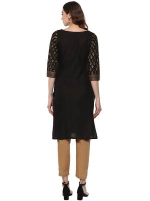 Black printed polyester silk-kurtis 3