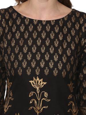 Black printed polyester silk-kurtis 5