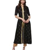 Black printed polyester silk-kurtis