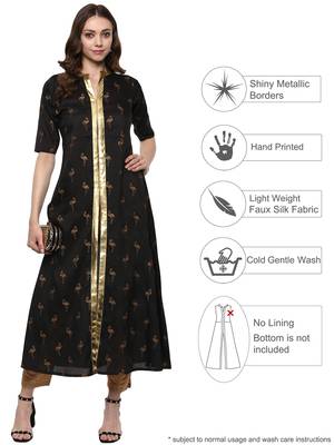 Black printed polyester silk-kurtis 2