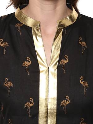 Black printed polyester silk-kurtis 5