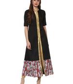 Black printed polyester silk-kurtis