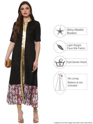 Black printed polyester silk-kurtis 2