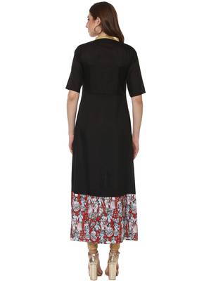 Black printed polyester silk-kurtis 3