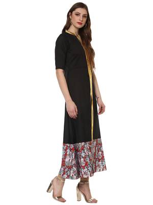 Black printed polyester silk-kurtis 4