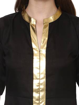 Black printed polyester silk-kurtis 5
