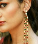 Gold Plated Kundan With Multicoloured Stones Earings