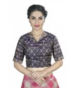 Ikkat Print Collared Padded Crop Top / Saree Blouse