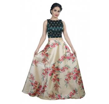 Dark Green Embroidered Long Saree Blouse 2