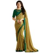 Mustard printed georgette saree with blouse