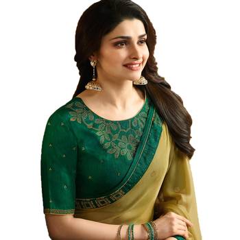 Mustard printed georgette saree with blouse 4