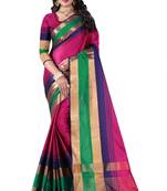 Multicolor woven cotton silk saree with blouse