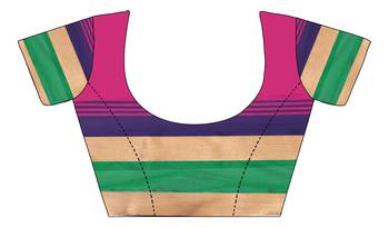 Multicolor woven cotton silk saree with blouse 4