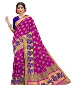 Purple woven banarasi silk saree with blouse