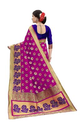 Purple woven banarasi silk saree with blouse 2