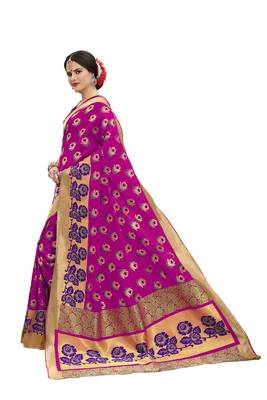 Purple woven banarasi silk saree with blouse 3