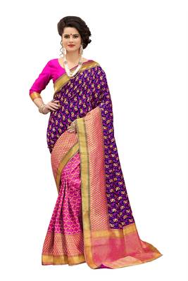 Pink woven banarasi silk saree with blouse 1