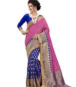 Multicolor woven banarasi silk saree with blouse
