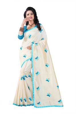 Sky blue embroidered chanderi silk saree with blouse 1
