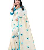 Sky blue embroidered chanderi silk saree with blouse