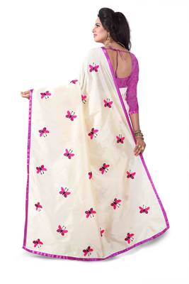 Pink embroidered chanderi silk saree with blouse 2