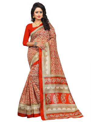 Multicolor printed bhagalpuri silk saree with blouse 1