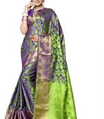 Purple woven silk saree with blouse