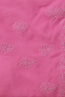 Pink Embroidered Cotton Saree With Blouse 4