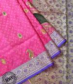 Pink Woven Banarasi saree with blouse
