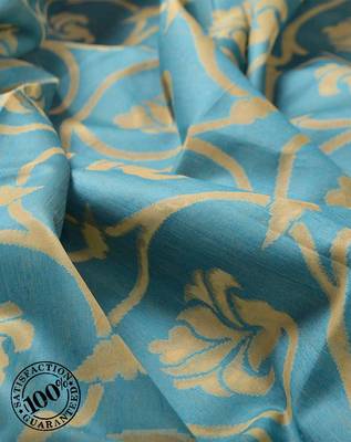Teal Blue Woven Cotton Silk saree with blouse 2