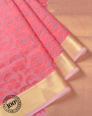 Pink Woven Cotton Silk saree with blouse 1