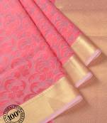 Pink Woven Cotton Silk saree with blouse