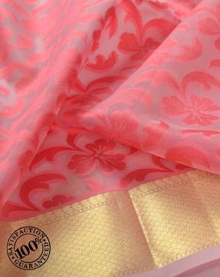 Pink Woven Cotton Silk saree with blouse 2