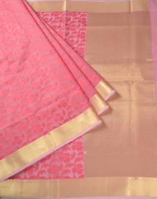 Pink Woven Cotton Silk saree with blouse 3