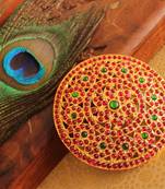 Beautiful Gold Plated Kemp Green Rakodi (hair Jewell)  