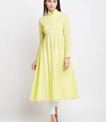 Yellow woven cotton chikankari-kurtis