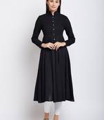 Black woven cotton chikankari-kurtis