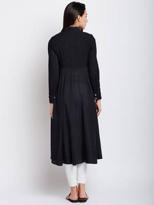 Black woven cotton chikankari-kurtis 2