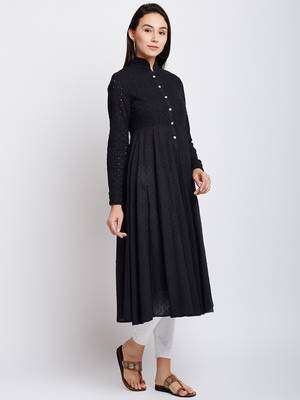Black woven cotton chikankari-kurtis 4