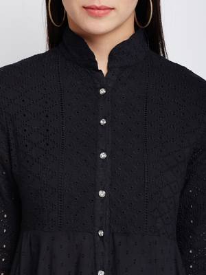 Black woven cotton chikankari-kurtis 5