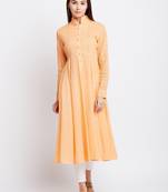 Orange woven cotton chikankari-kurtis